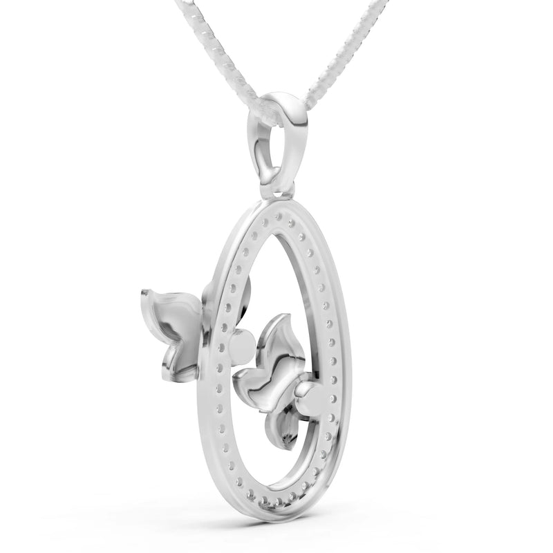 Oval Duo Butterflies Pendant