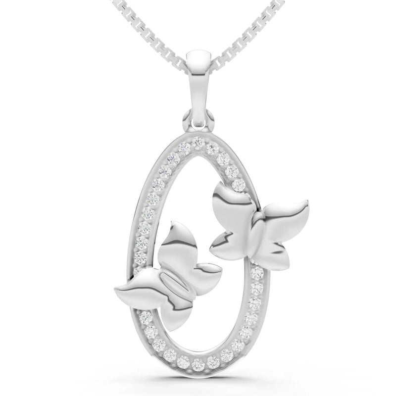 Oval Duo Butterflies Pendant