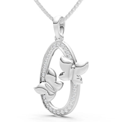 Oval Duo Butterflies Pendant