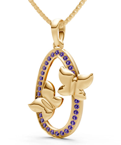 Oval Duo Butterflies Pendant