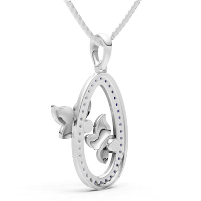 Oval Duo Butterflies Pendant