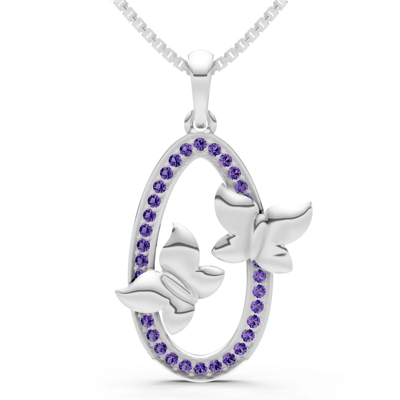 Oval Duo Butterflies Pendant