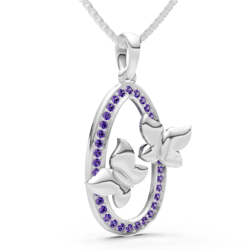 Oval Duo Butterflies Pendant