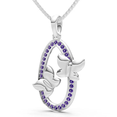 Oval Duo Butterflies Pendant