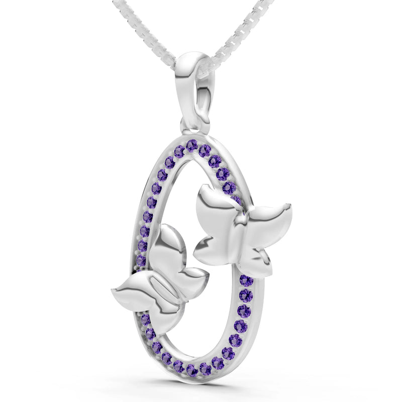 Oval Duo Butterflies Pendant