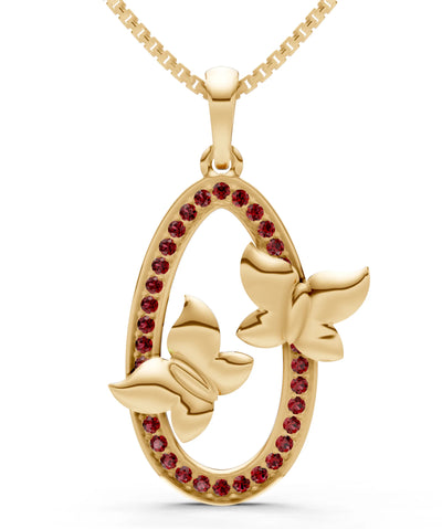 Oval Duo Butterflies Pendant