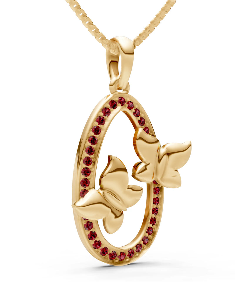 Oval Duo Butterflies Pendant