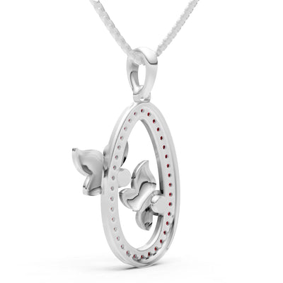 Oval Duo Butterflies Pendant