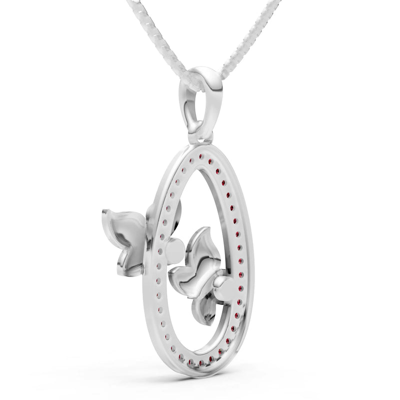 Oval Duo Butterflies Pendant