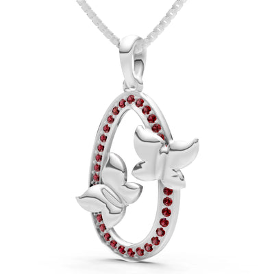 Oval Duo Butterflies Pendant