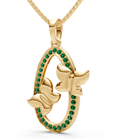 Oval Duo Butterflies Pendant
