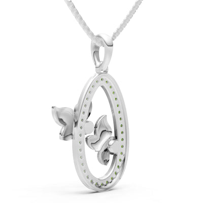 Oval Duo Butterflies Pendant