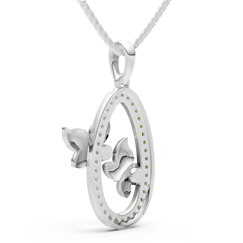 Oval Duo Butterflies Pendant