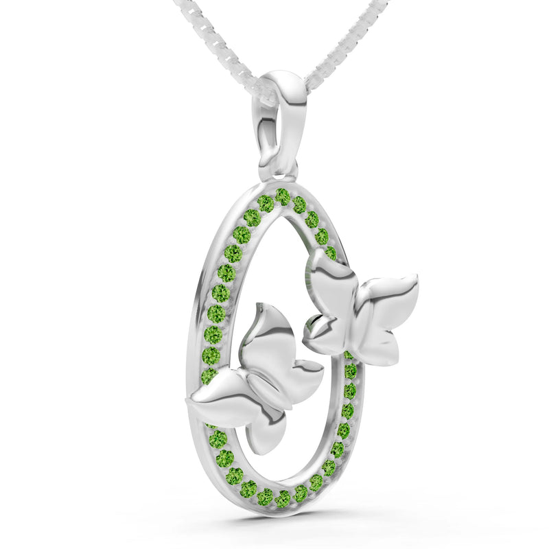 Oval Duo Butterflies Pendant