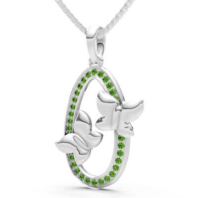 Oval Duo Butterflies Pendant