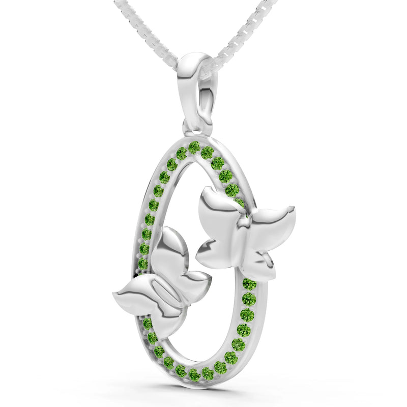 Peridot Oval Duo Butterflies Pendant