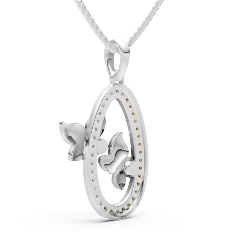 Oval Duo Butterflies Pendant