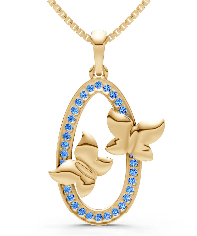 Oval Duo Butterflies Pendant