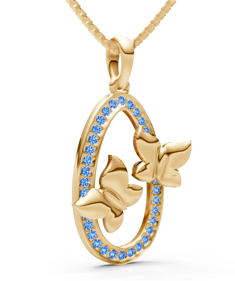 Oval Duo Butterflies Pendant