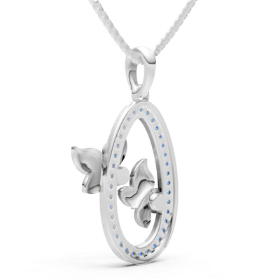 Oval Duo Butterflies Pendant