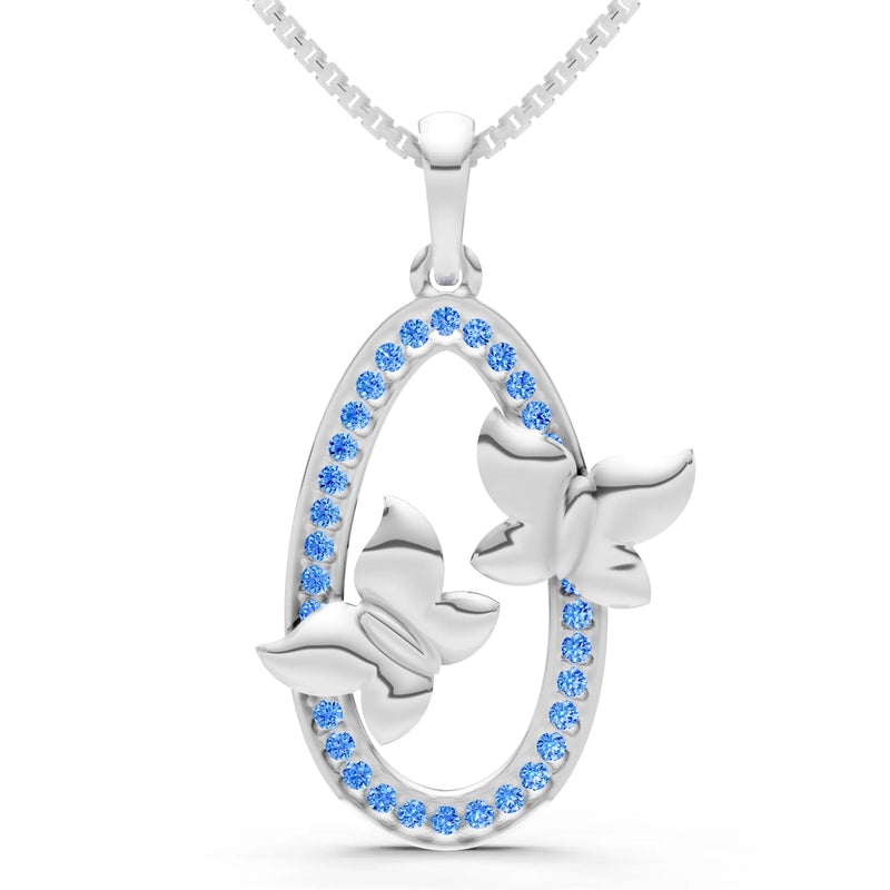 Oval Duo Butterflies Pendant