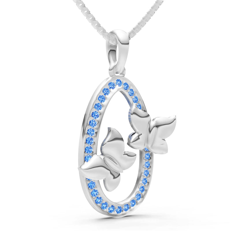 Oval Duo Butterflies Pendant