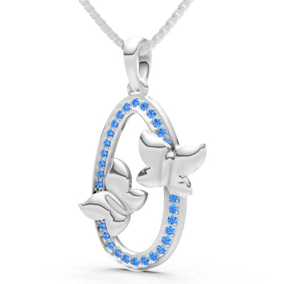 Oval Duo Butterflies Pendant