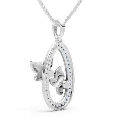 Oval Duo Butterflies Pendant