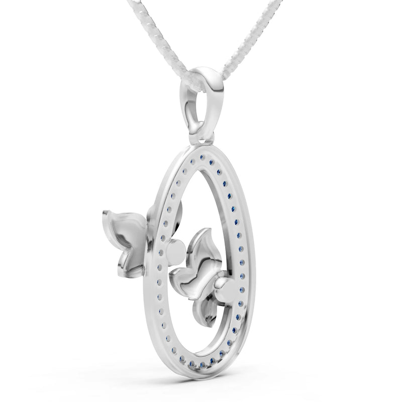 Oval Duo Butterflies Pendant