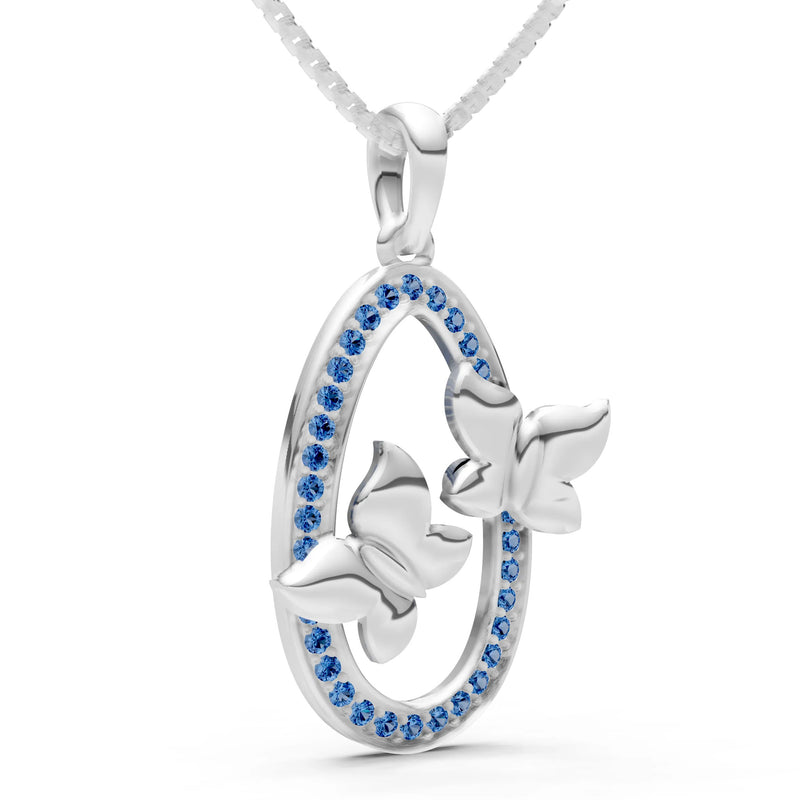 Oval Duo Butterflies Pendant