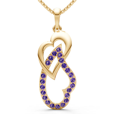 Amethyst Double Heart Pendant