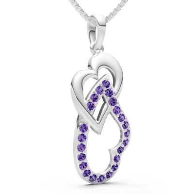 Amethyst Double Heart Pendant
