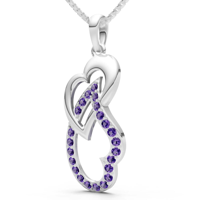 Amethyst Double Heart Pendant
