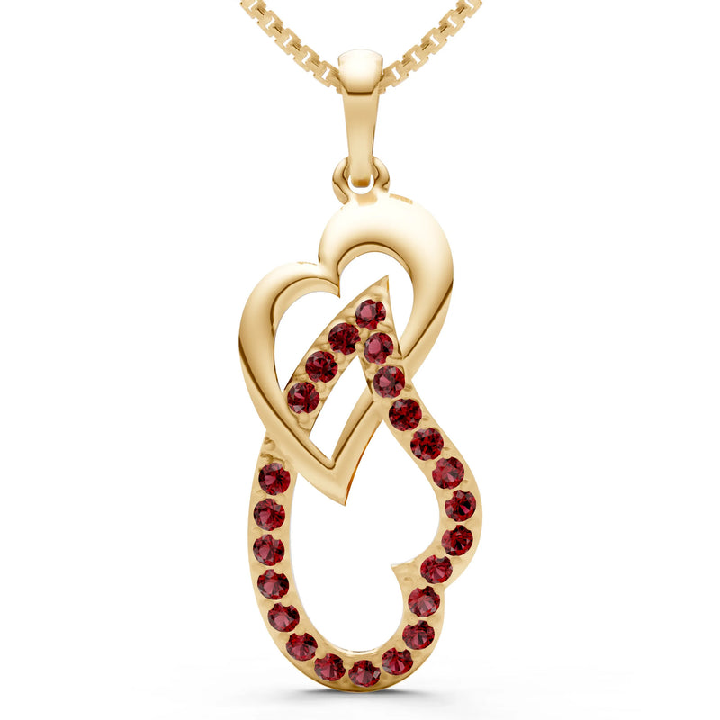 Garnet Double Heart Pendant