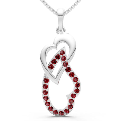 Garnet Double Heart Pendant