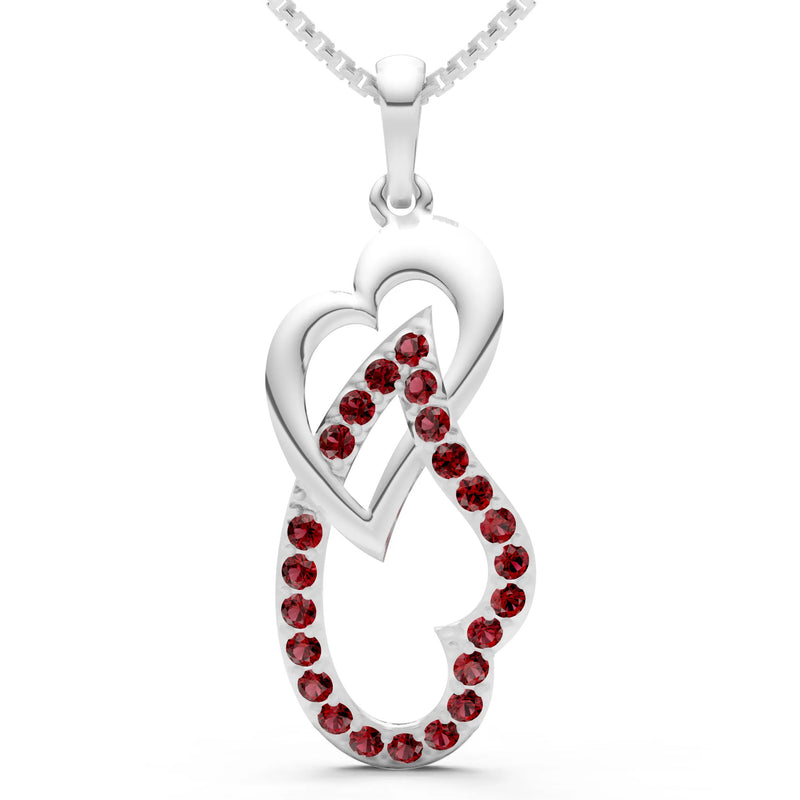 Garnet Double Heart Pendant