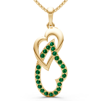 Emerald Double Heart Pendant