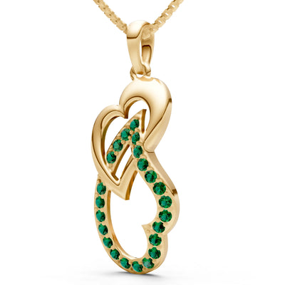 Emerald Double Heart Pendant