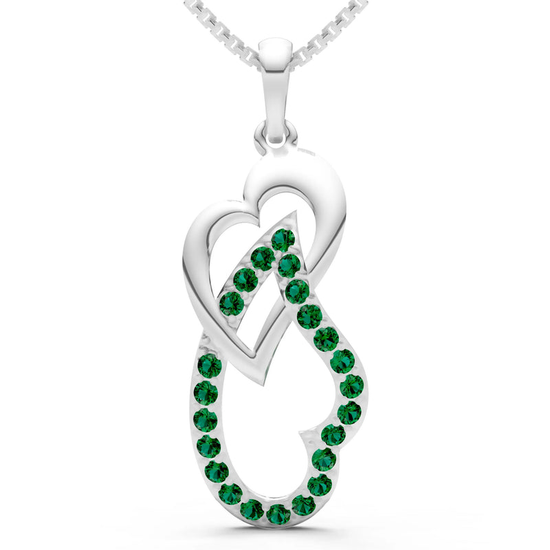 Emerald Double Heart Pendant