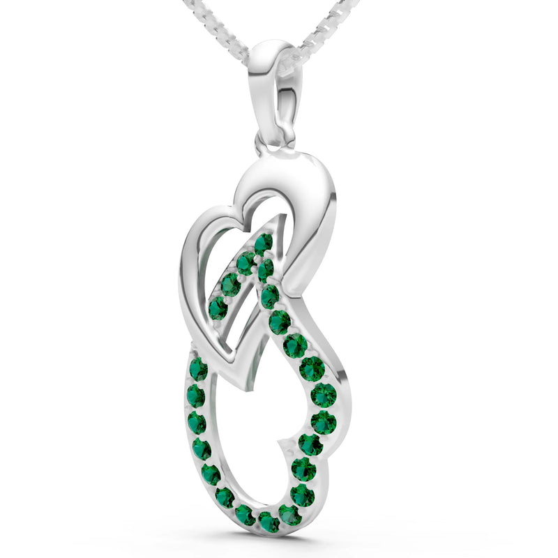 Emerald Double Heart Pendant