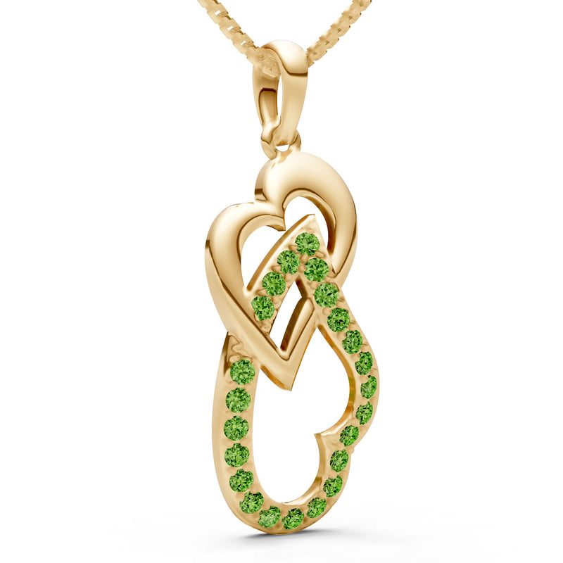 Peridot Double Heart Pendant
