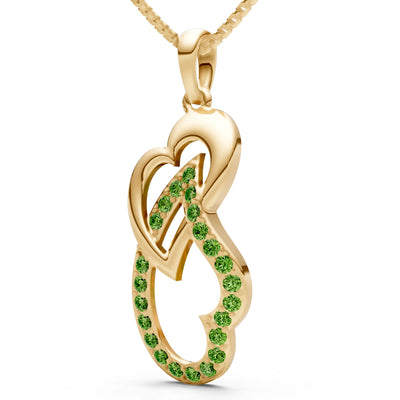 Peridot Double Heart Pendant