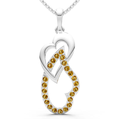 Citrine Double Heart Pendant