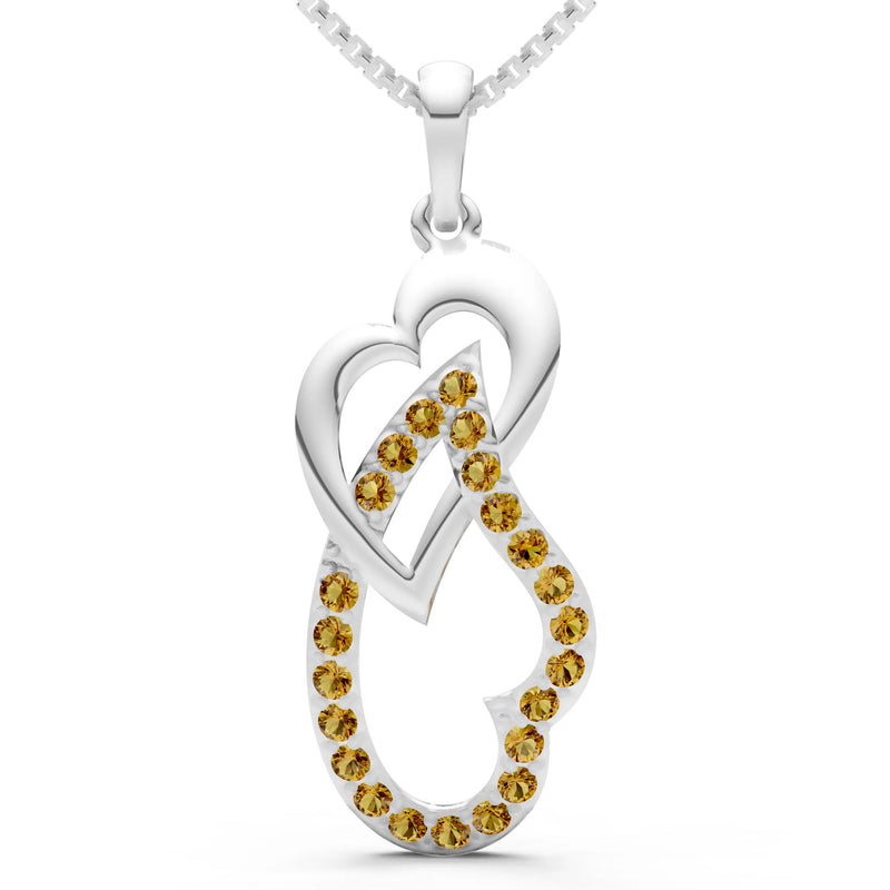 Citrine Double Heart Pendant