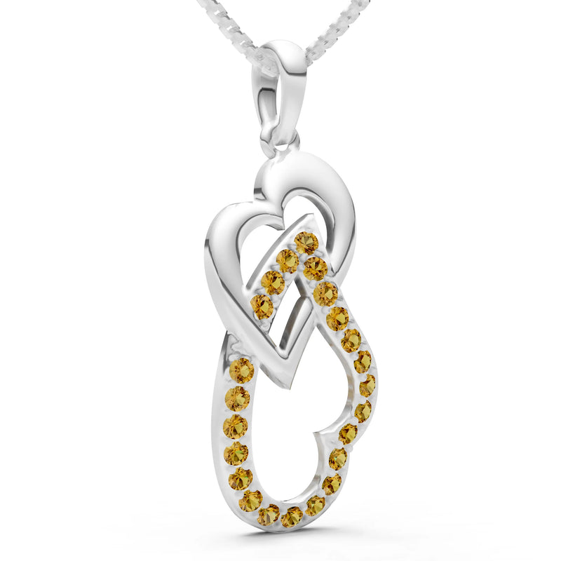 Citrine Double Heart Pendant
