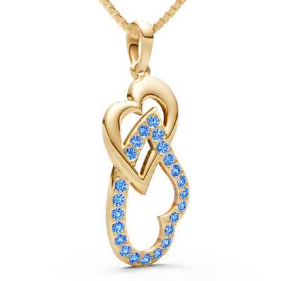 Swiss Blue Topaz Double Heart Pendant