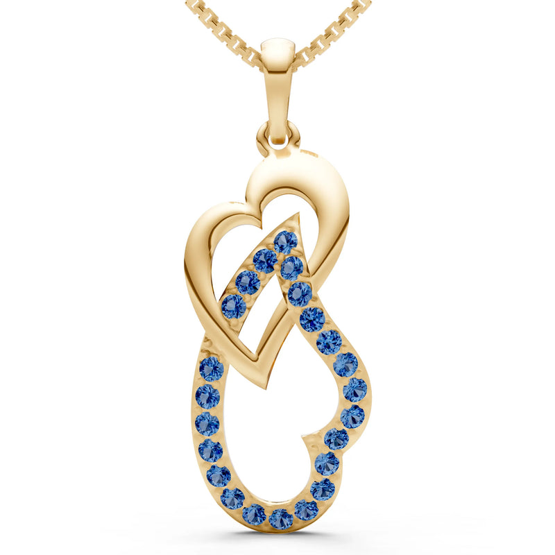 London Blue Topaz Double Heart Pendant