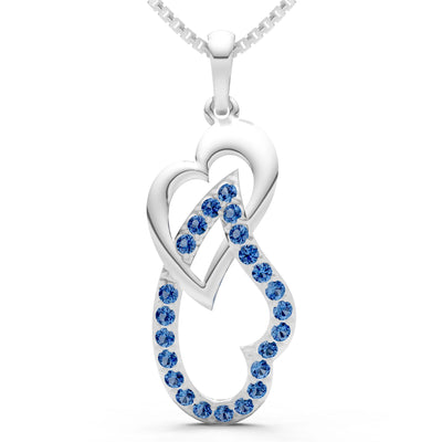 London Blue Topaz Double Heart Pendant