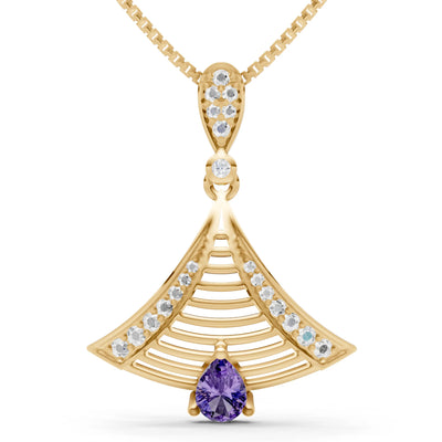 Amethyst Fan Gemstone Pendant