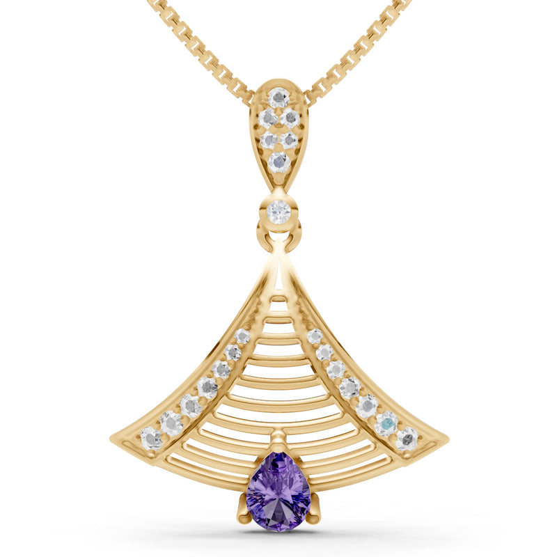 Amethyst Fan Gemstone Pendant